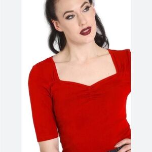 NWT New with Tags! Hell Bunny Philippa Top Shirt Red size L UK14 US 10 VLV